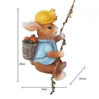 Solar Courtyard Miner Rabbit Squirrel Light Wall Garden Outside Garden Landscape Climbing Tree Hanging Sculpture Decoration 2