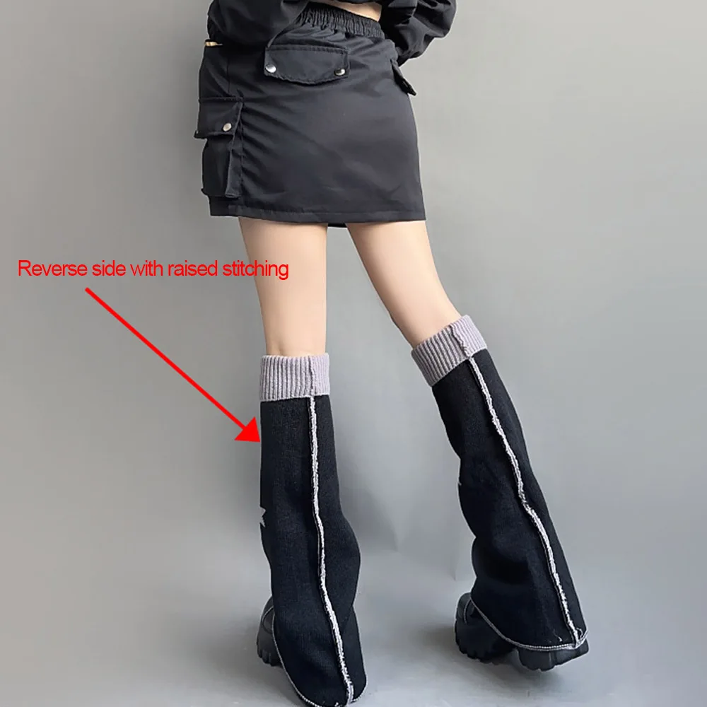 Women Japanese Lolita Sweet Leg Warmers Girls Autumn Winter Punk Star Skull Print Knitted Socks Cosplay Foot Cover