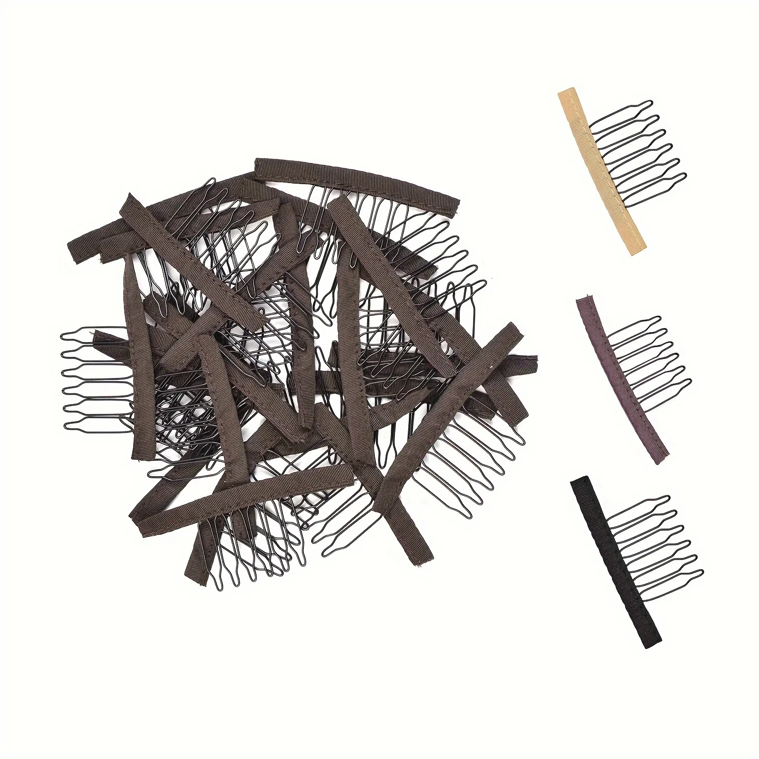 Hair clips Wig clips Wig combs To secure wig 6-Teeth comb clips With cloth For making caps Steel material clips Combs For hair 10/20/50Pcs