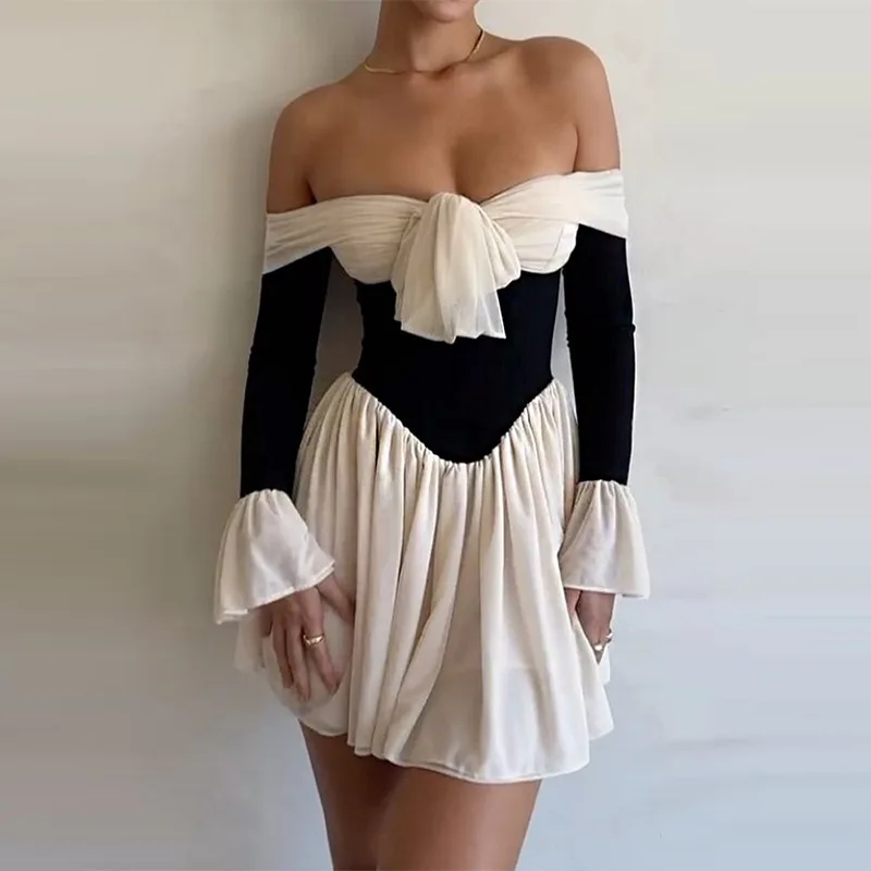 

Gtpdpllt Off The Shoulder A-Line Mini Dress Sexy Backless Elegant Outfits For Women Night Club Party Gown Princess Dresses