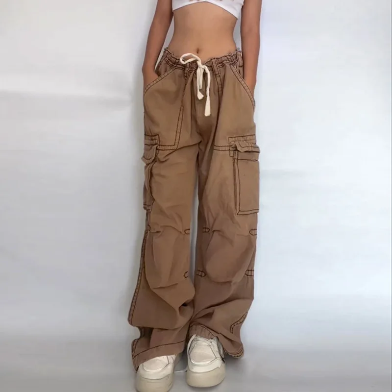 

Women Casual Wide Leg Sweatpants 2023 Fashion Vintage Chic Baggy Drawstring Trousers Y2K Loose Oversized Joggers Cargo Pants