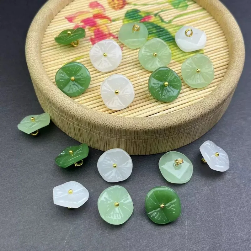 10PC 유리 모조 옥 스타일 중국 스타일 버튼 안전 버클 펜던트 수제 DIY ..
