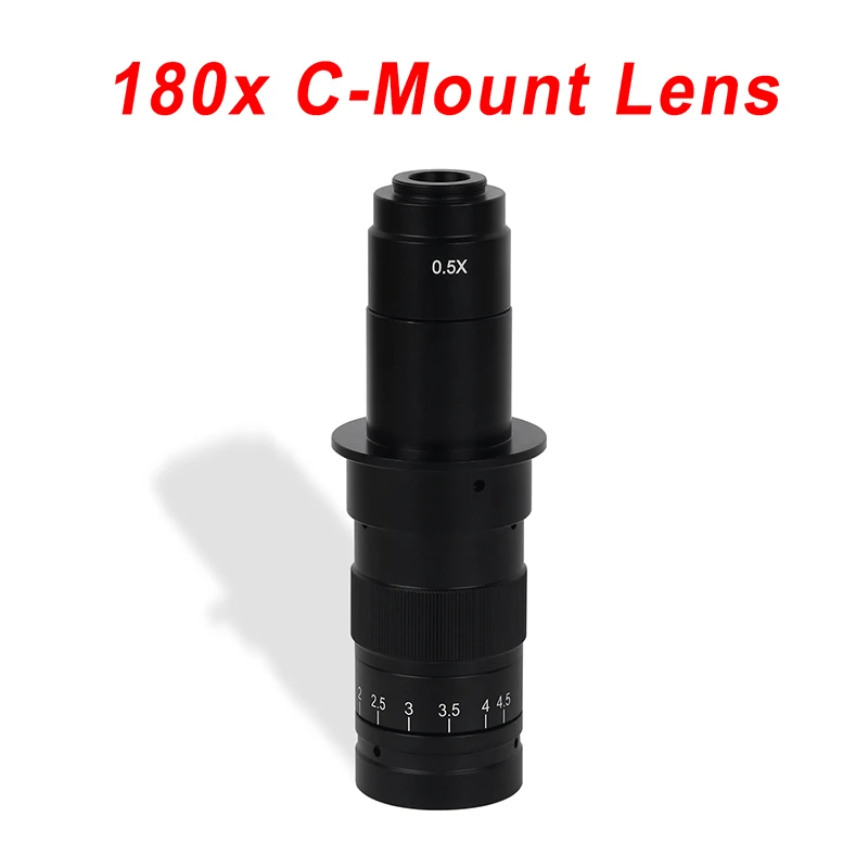 Microscope Objective Lens 130X 180X Video Microscope Camera 180 multiples Adjustable Zoom Lens Accessories C-MOUNT for HDMI VGA USB camera