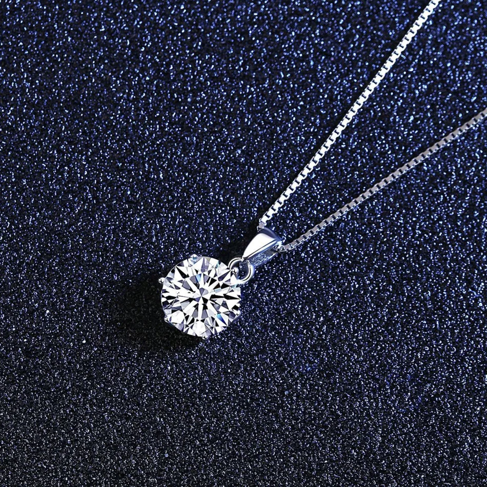 Tancise Collana con ciondolo in vera moissanite da 1 ct per donna Gioielli da sposa in argento sterling di alta qualità_voghion.com