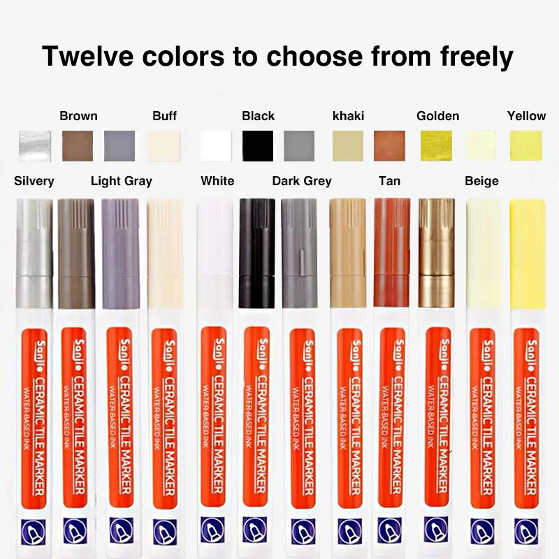 White Color Markers Pen 12 Colors Waterproof Ceramic Tile Grout Paint Pens For Bathroom Wall Floor Decoration Tools Accessories marker pen tile grout marker paint pen art pens