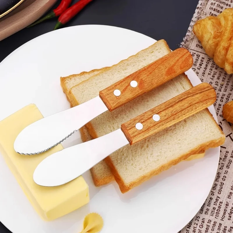 Cheese Butter Knife 1Pc Stainless steel cream cheese butter knife wooden handle sandwich cheese and jam spread tool kitchen utensils