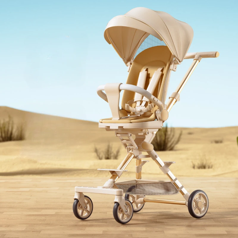 Lightweight Baby Stroller Can Sit and Lie Down One-touch Folding High Landscape Cart Two-way Baby Carriage