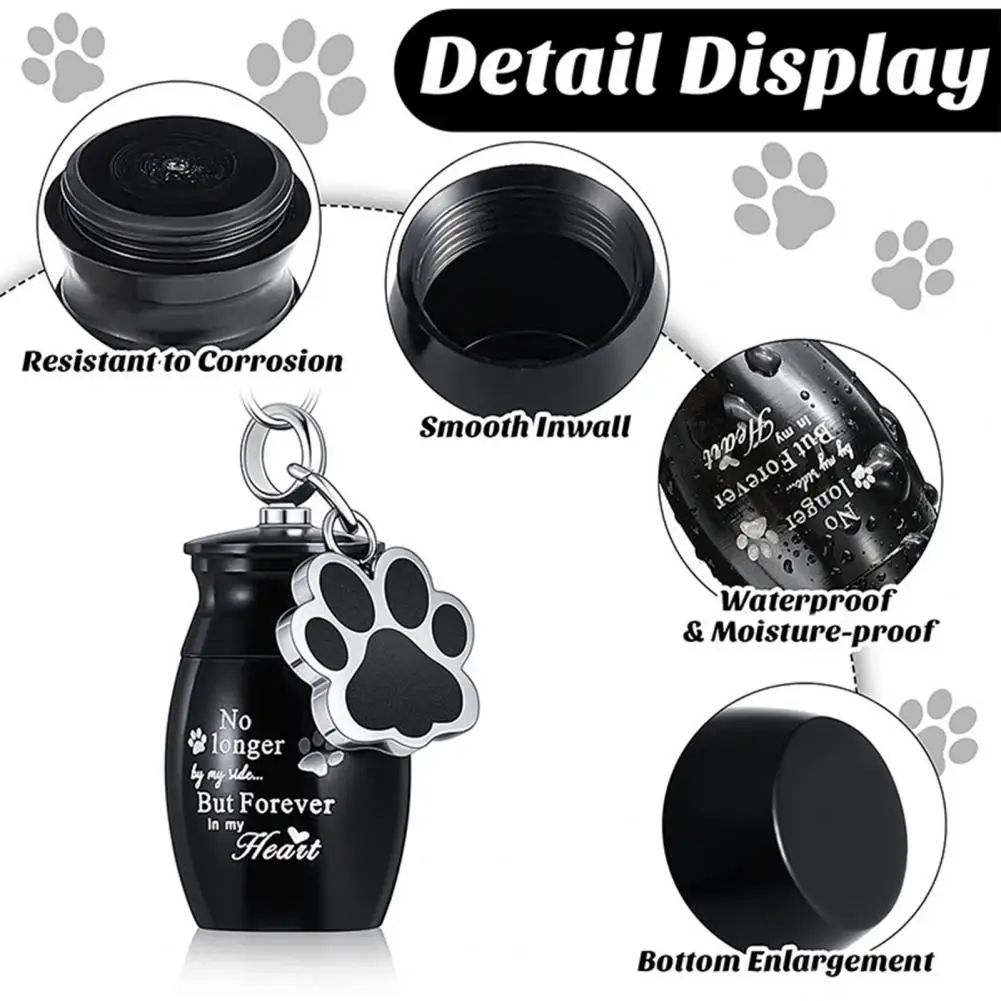 Pet Urn Keychain Moistureproof Cat Cremation Ash Jar Mini Dog Finger Storage Bottle with Puppy Paw Pendant Pet Souvenir cremation jewelry cremation urn