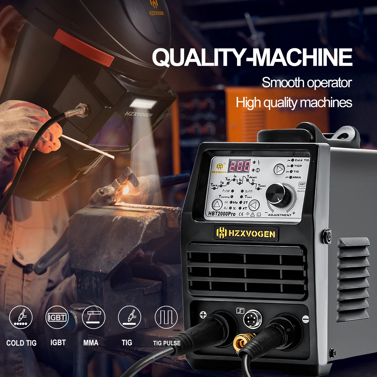 HZXVOGEN 200A Cold TIG Pulse Welding Machine 1-900ms Adjustment HF Spot TIG Welder ARC MMA Stick Welder сварочный аппарат 5