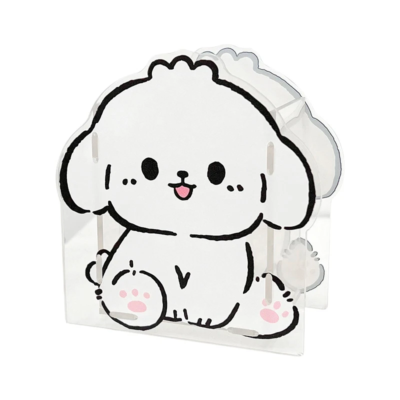 Cute Puppy Acrylic Pen Container Students Transparent Pen Holders Desktop Stationery Organizer Storage Bucket