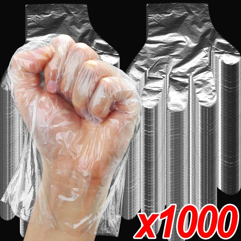 100/1000Pcs Transparent Disposable Gloves Waterproof Food Grade Gloves Kitchen Cleaning Tools Home DIY Cooking Baking Tools disposable gloves disposable nitrile gloves vinyl disposable gloves disposable plastic gloves
