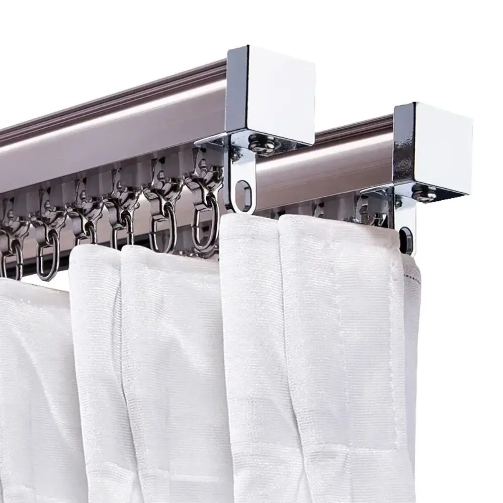 10Pcs Straight Curved Track Rollers Curtain Wheels Rail Curtains Hook Ring Slider Decorative Curtain Rod Pulley Hanging