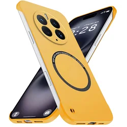 Magnetic Slim Frameless Phone Case - Anti - Scratch Shockproof Hard PC Cover for Huawei Mate 50E (Yellow)