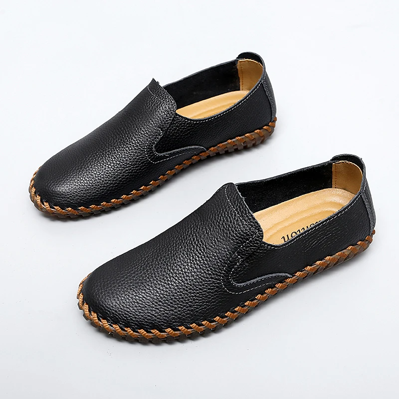 Casual Leather Shoes For Men New British Style Men's Good Quality Casual Leather Business Shoes Slip On Loafers Large Size 47