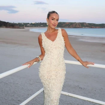 Suninheart Abito estivo per occasioni formali 2025 Abiti da sera maxi eleganti con fiori 3D Abiti da festa per invitati a un matrimonio sexy da donna