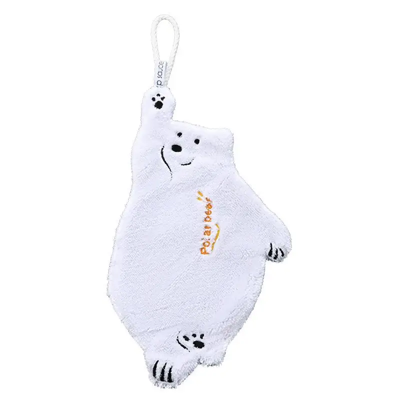 Microfiber Hand Towel Absorbent Cloth Coral Velvet Bathroom Dishcloths Hanging Cloth Cute Bear Rag Wipe Cleaning