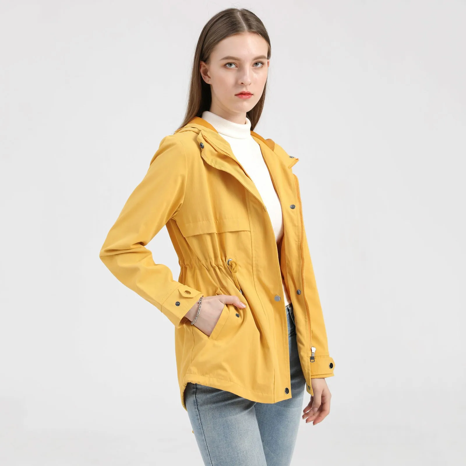 Winter Jacket Cotton Warm Puffer Coat Women Simple Casual Parkas With Lining Plush Hooded Trench Outwear Women's Clothes