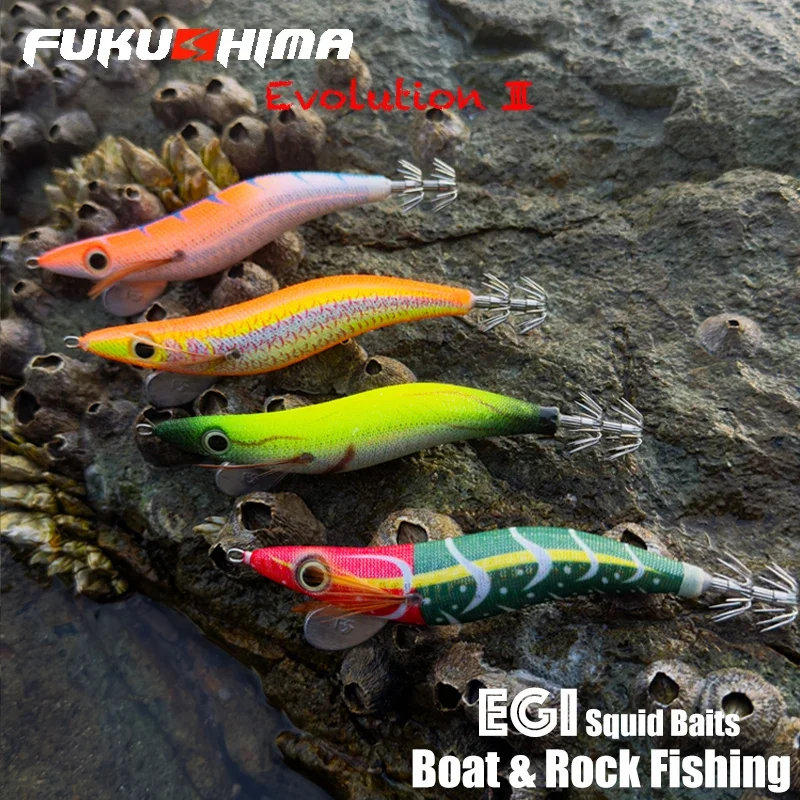 FUKUSHIMA Ink III Generation Laser New Long-cast Luminous Sound Bead Wooden Shrimp Squid Hook Shore Boat Fishing