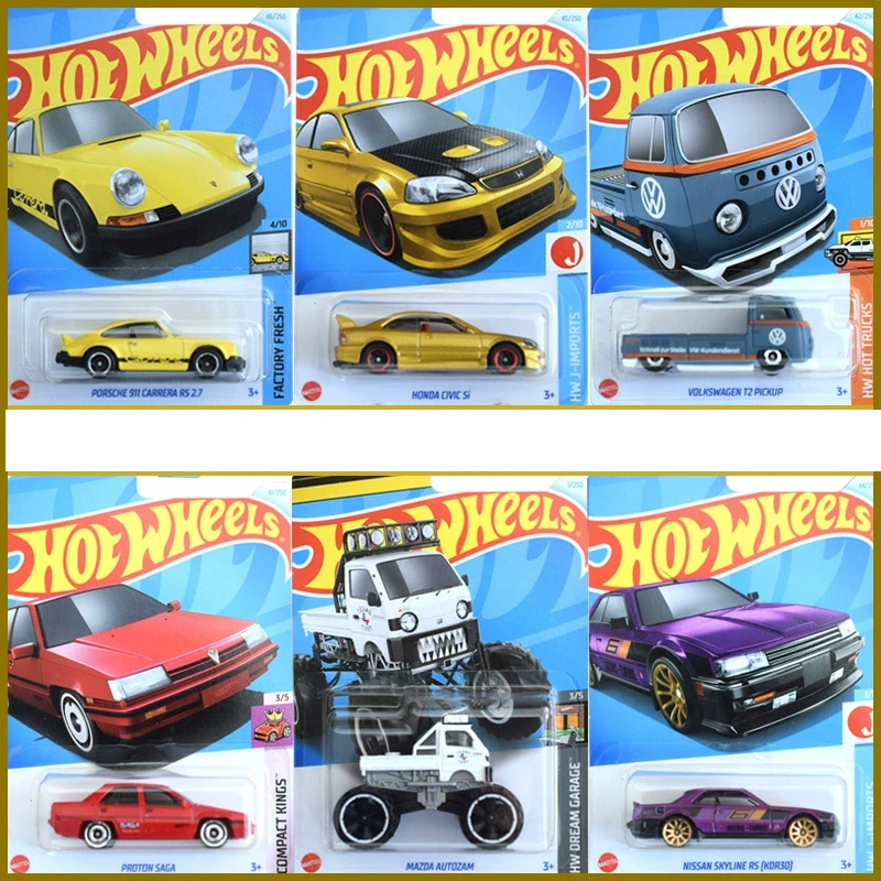 24b Case Hot Wheels Auto Speelgoed 1:64 Speelgoed Voor Jongens Diecast Motorfiets Honda Proton Saga Volkswagen T2 Civic Korvet Model Cadeau