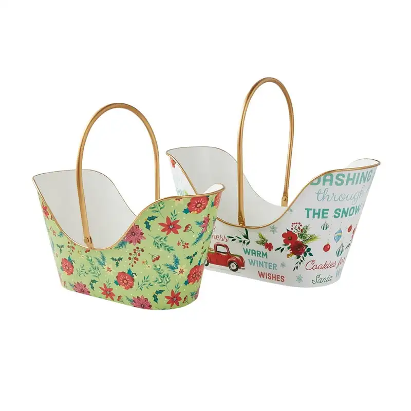 

Holiday Metal Baskets Set, White and Green Rattan furniture Laundary baskets Toy storage Woven basket Cesto juguetes infantil Ra
