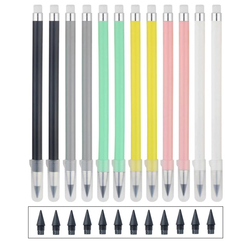 12 Color Pencil Set Cute Drawing Pencil Refill Unlimited Writing Pencils Eternal Erasable Pens for School Art Supplies Drawing set,writing stationery,drawing pencils