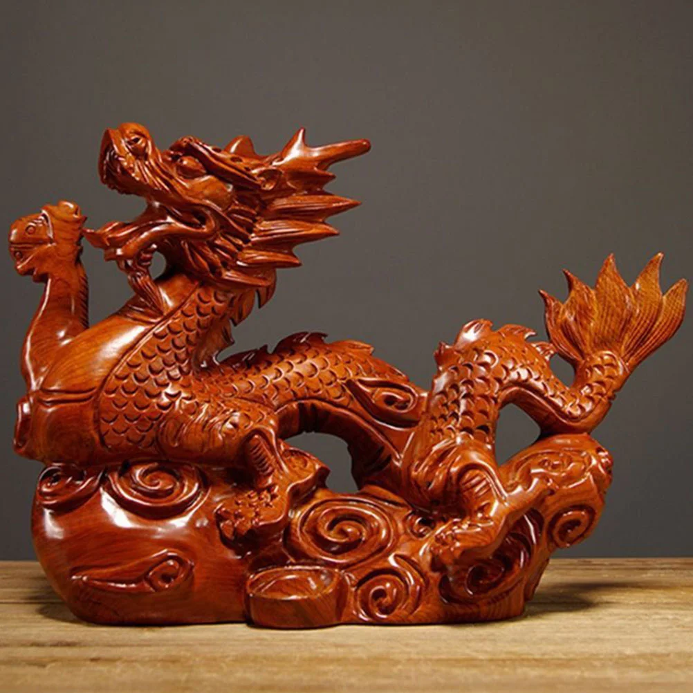 

Wooden Chinese Fengshui Dragon Figurine Statue Mini Year The Dragon Gift Chinese Zodiac Dragon Figurines Wood Hand Carved