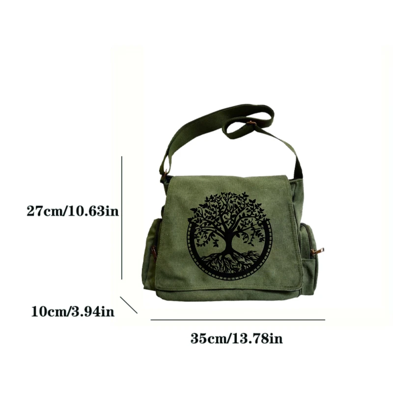 Vintage Women's Shoulder Bag Large Capacity Crossbody Bag Messenger Bag For Women Laptop Bag Canvas Tree Print