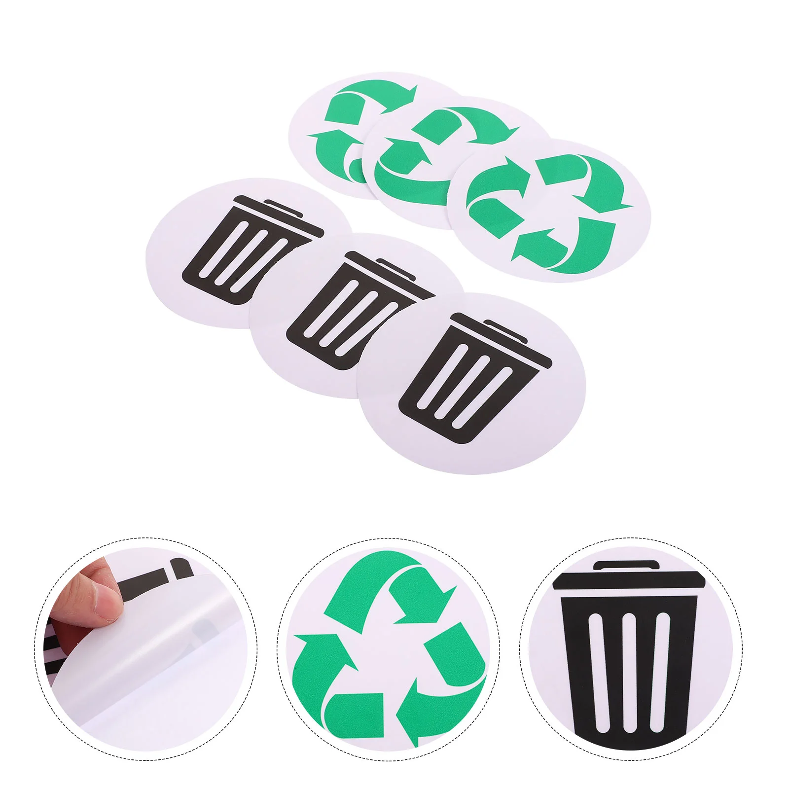 

6 Pcs Garbage Sorting Stickers Waterproof Rubbish Bin Label Tile Can Pvc Recycle for Trash