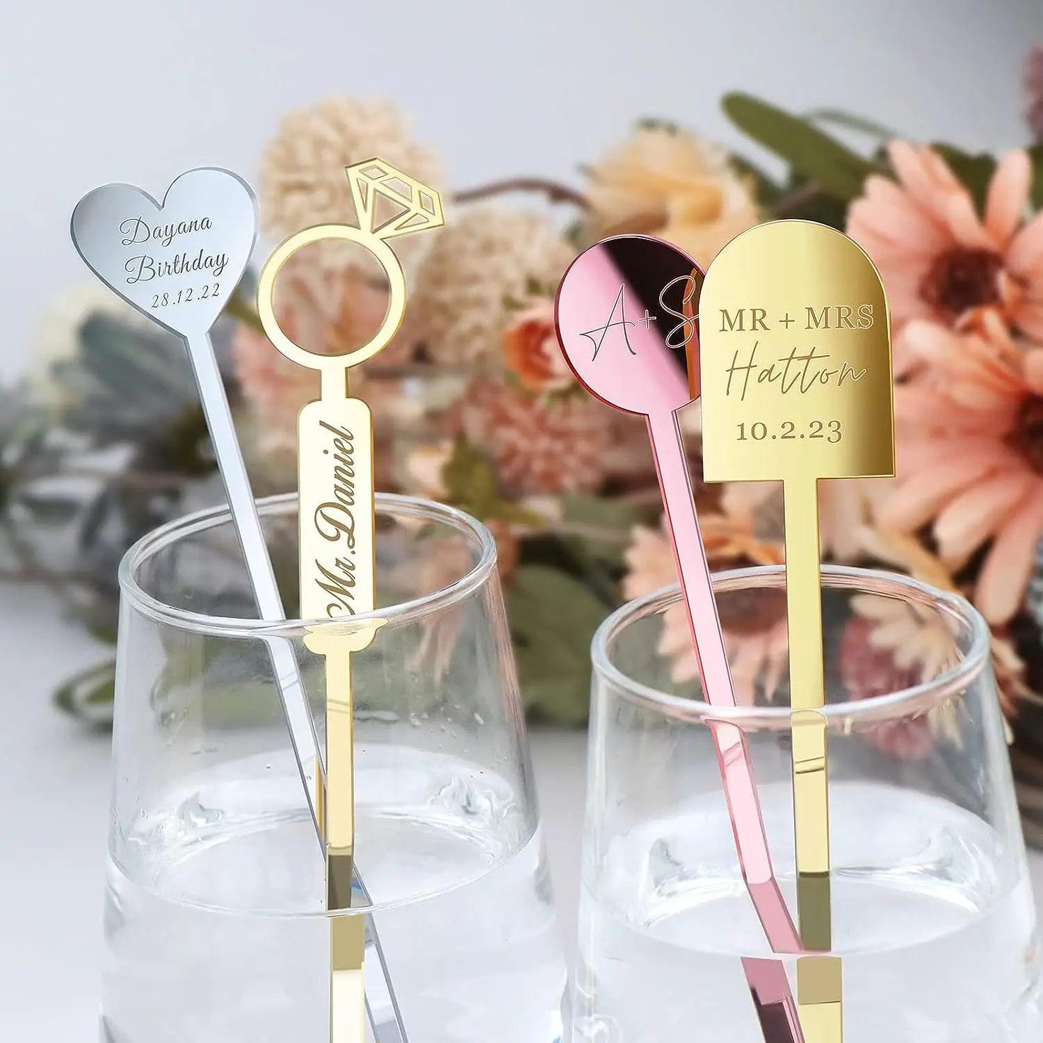 

50pcs Personalised Drink Stirrers Wedding Decorations Bachelorette Party Coffee Whiskey Cocktail Stirrer Baby Shower Swizzle