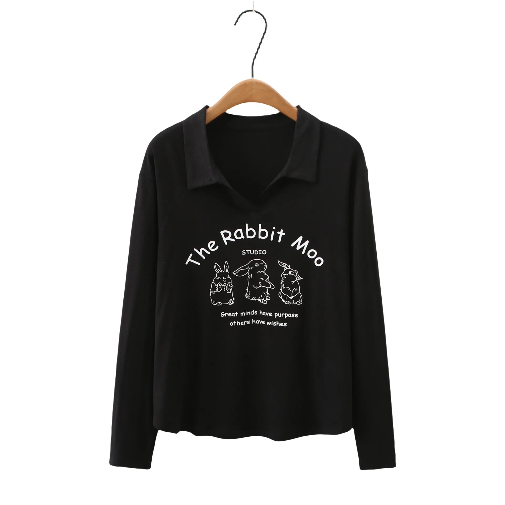 

POLO Collar Printed Long Sleeve T-shirt Women Plus Size Autumn Winter Casual Clothing Tees Bottoming Tops