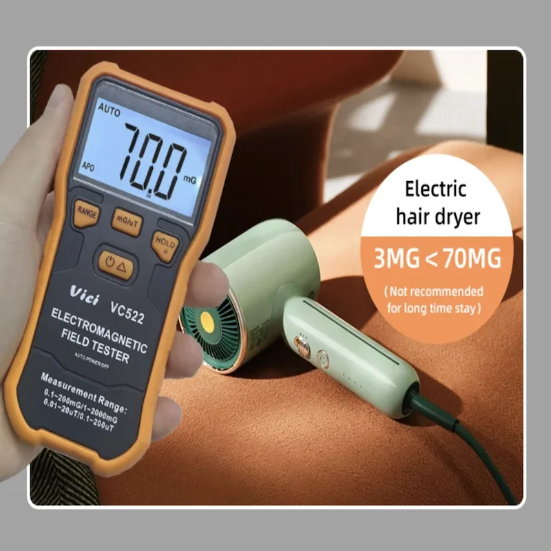Vici VC522 SCM/CNAS Calibrated EMF Meter, Low Frequency Magnetic Field Detector with Data Hold/Backlit/Unit Conversion
