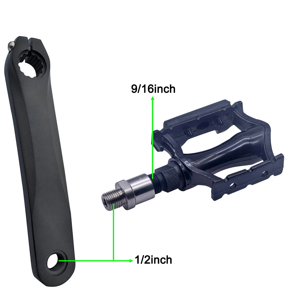 Bicycle Pedal Adapters 9/16 Inch Pedals 1/2 Inch Stainless Steel Footrest Pedal Cranks Converter