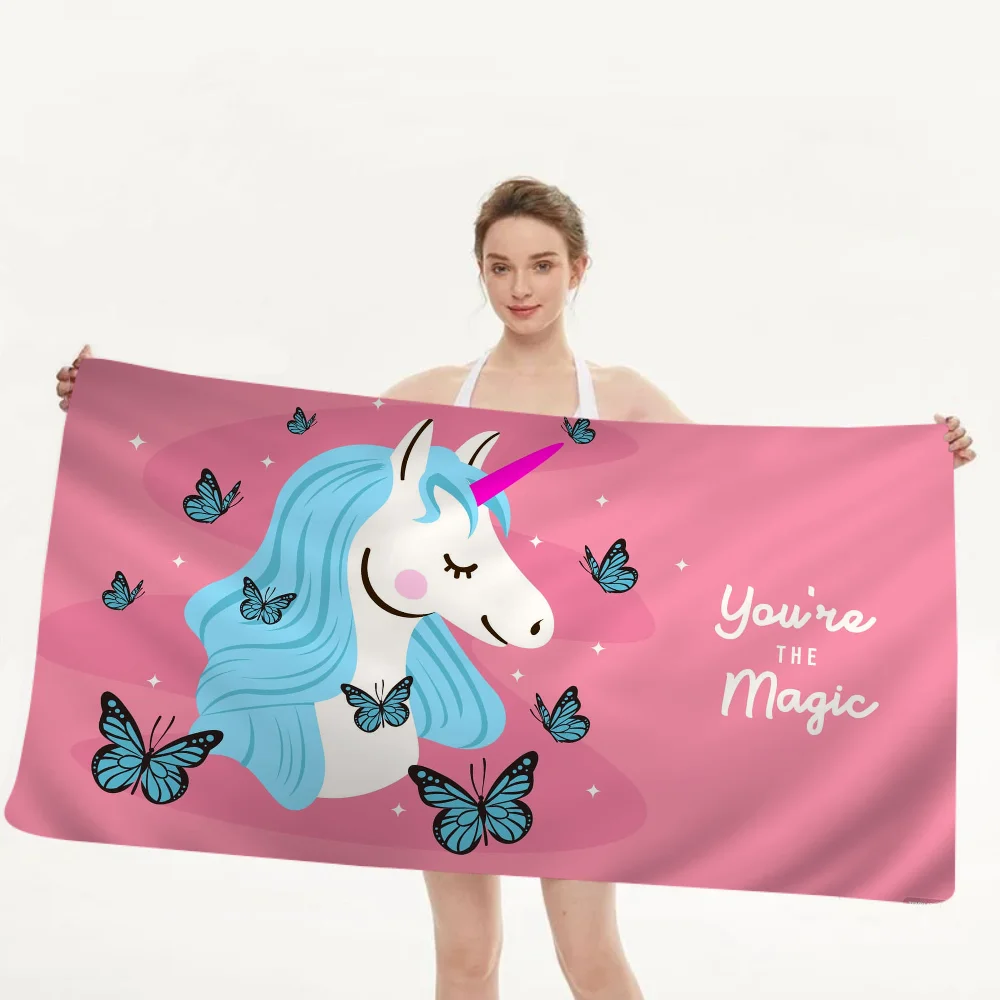 Unicorn Cartoon Microfiber Printed Beach Towel Mountain Climbing Yoga Beach Swimming Running Absorbent Soft Towel 5