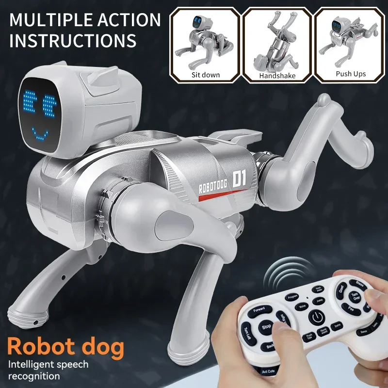 Cane Robot Intelligente AI, Controllo Vocale con Funzione Wake, Azioni Programmabili, Oltre 30 Movimenti, Espressioni LED, Batteria da 60 Minuti per Bambini - immagine 3