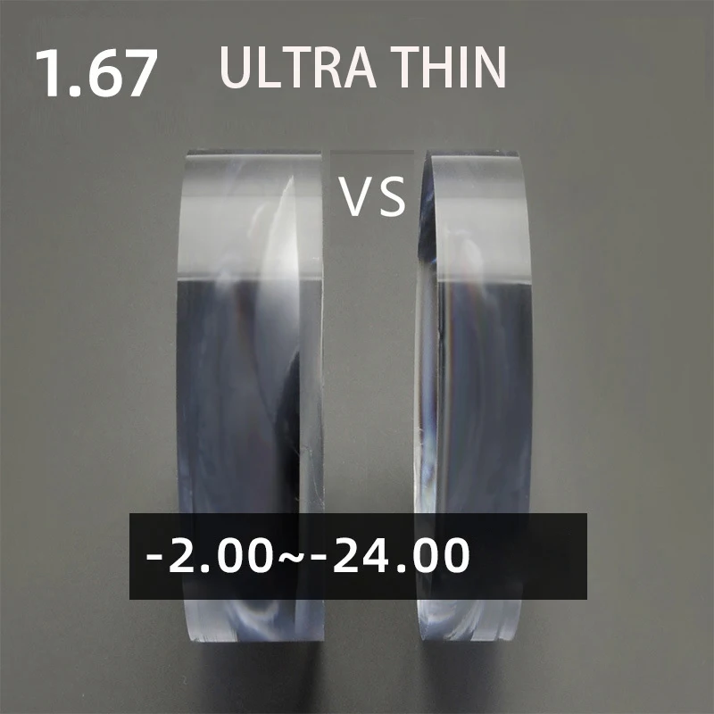 

1.67 index spherical ultra-thin anti blue light discoloration high dispersion lenses with a thickness close to 1.74 glasses