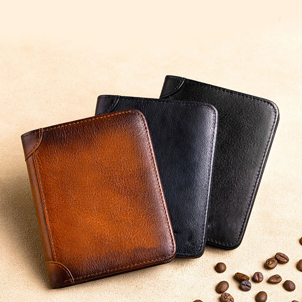 

Men Leather Wallet Vintage Style Card Holder Purse RFID Handbag Bag Yellow