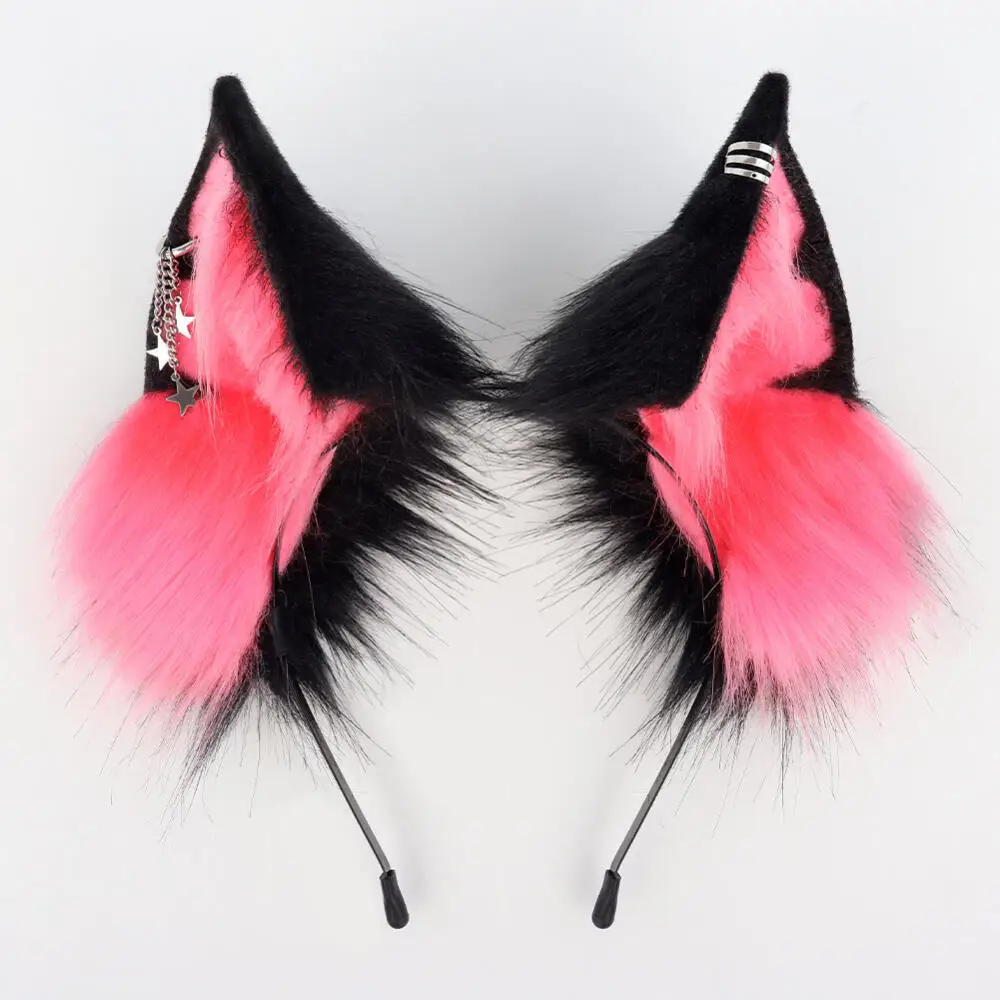Halloween Cosplay Accessories Animal Furry Ears Headband Plush Realistic Fox Ears Anime Convention Live Stream Cat Headpiece
