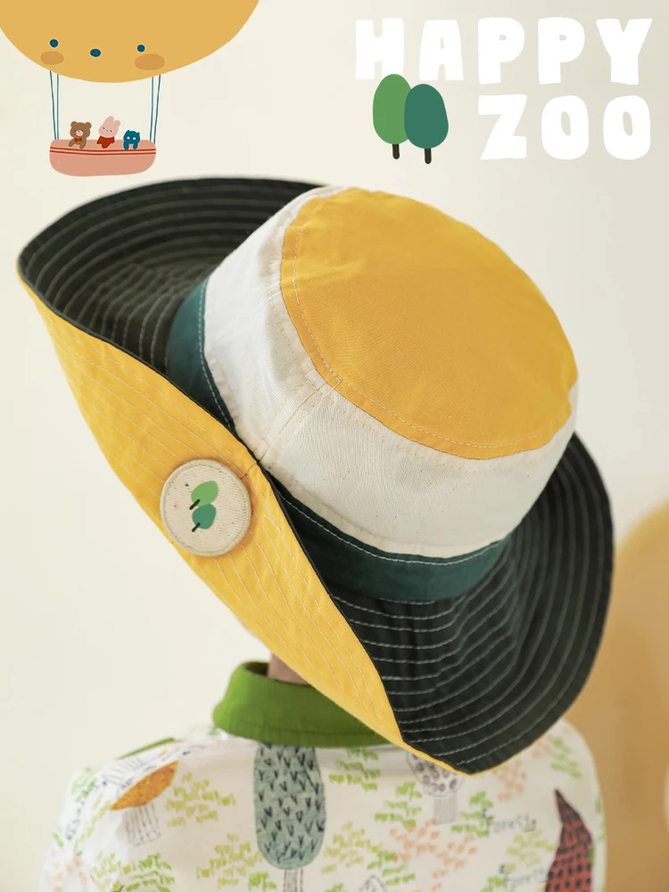 용수철 소년 프린트 야외 넓은 챙 어부 모자, 어린이 귀여운 햇빛가리개 모자, 신제품 