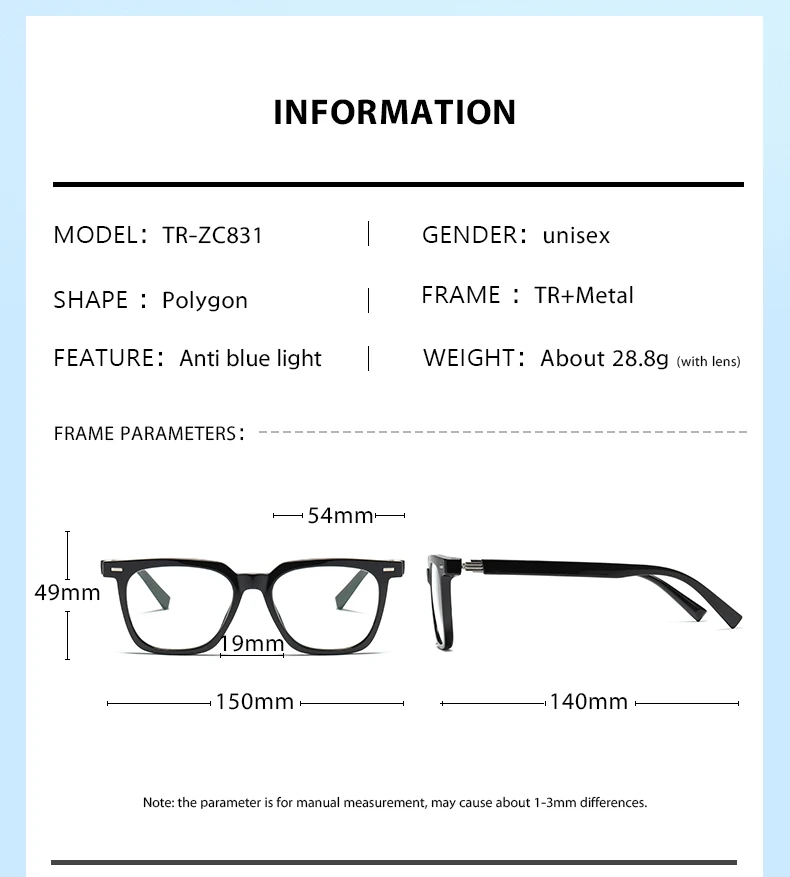 Fashion Rectangle Computer Glasses Korea Thickrimmed Eyewear Frames
