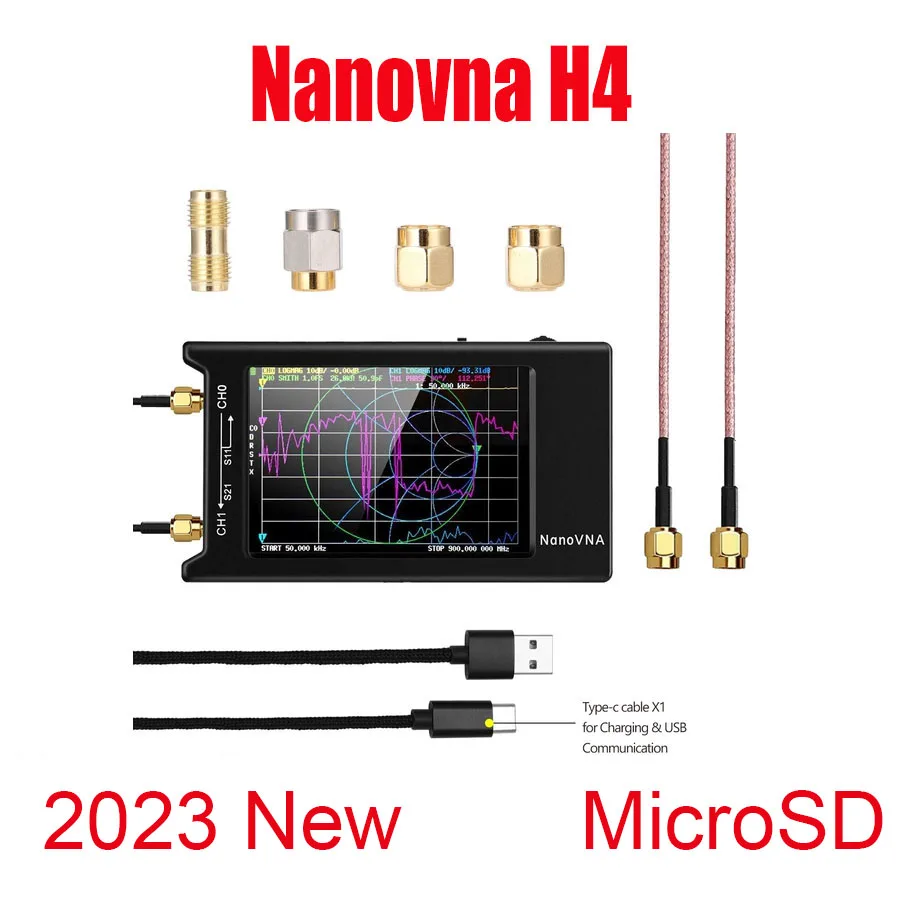 

2023 New NanoVNA H4 4 inch MicroSD Vector Network Analyzer Antenna Analyzer Shortwave MF HF VHF UHF Talent