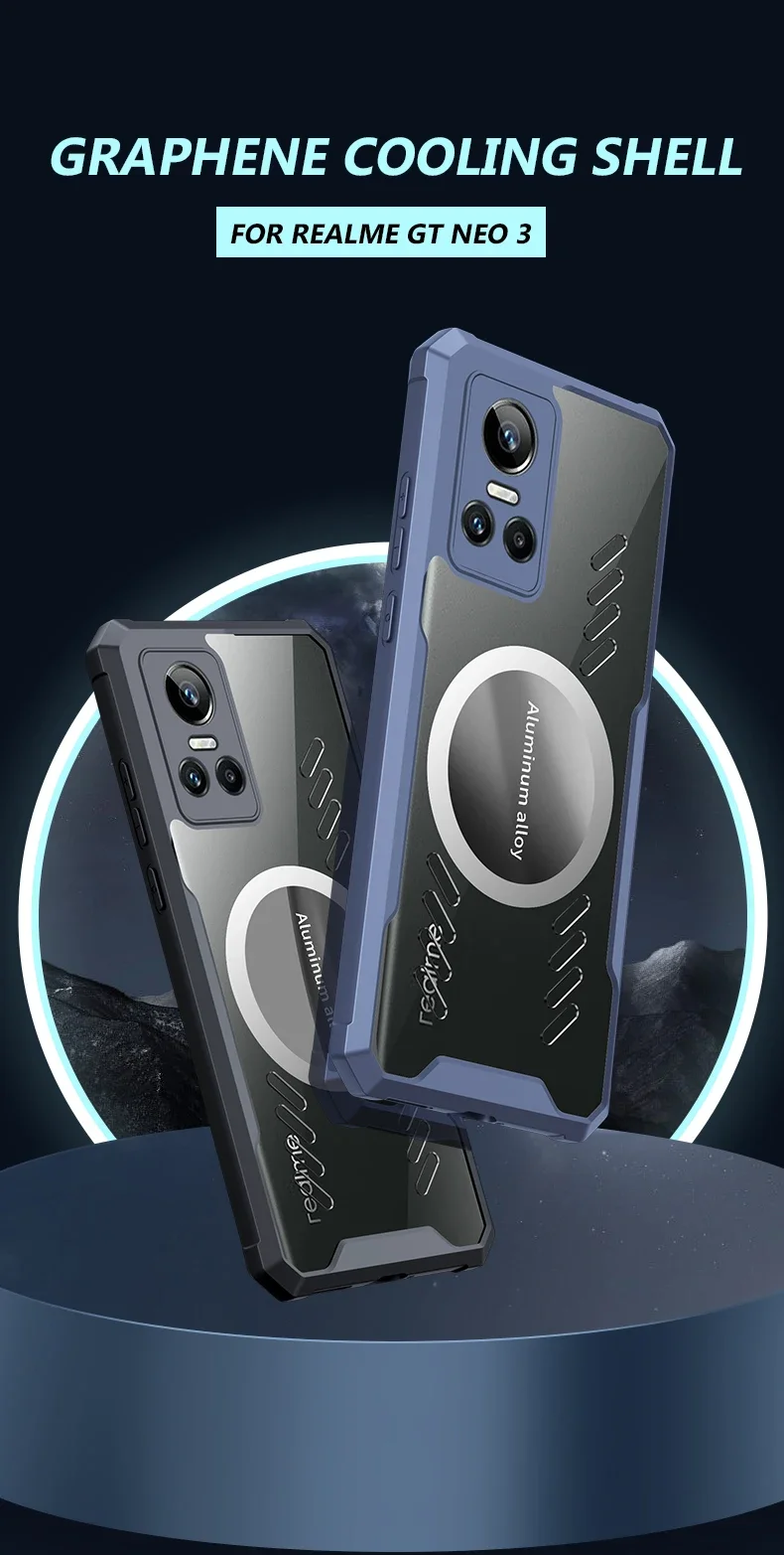 Za Realme GT Neo 5 6T 6 3 GT5 GT3 Pro SE Graphene toplinska disipacija za montažu u automobil, magnetska prozirna futrola protiv pada_voghion.com