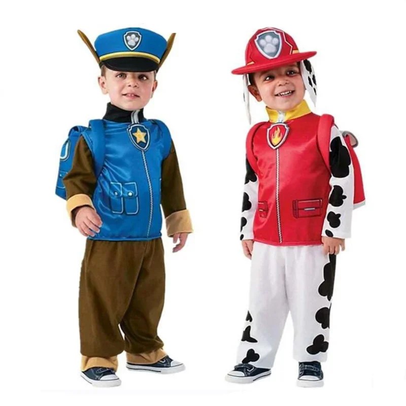 Paw Patrol Costume Kids Cosplay Anime Figure Chase Stage Performance Outfit Halloween Dress Up Costumi Boy Girl Regali Di Compleanno