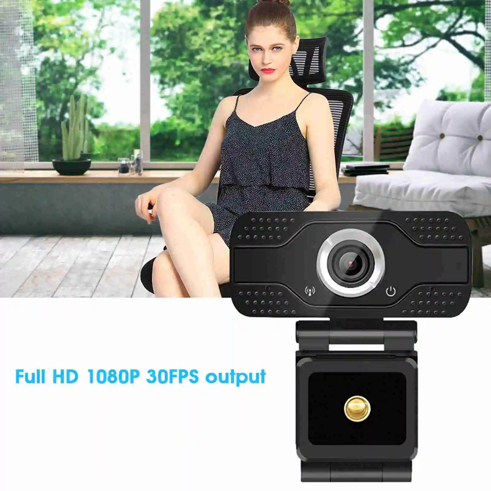 1080P Desktop Computer Camera USB Online Class Webcam with Microphone