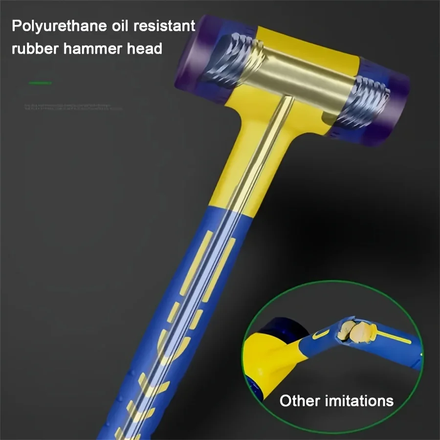 1 Double Headed Installation Hammer 25mm Rubber Hammer with Rubber Handle Detachable Insulated Installation Hammer