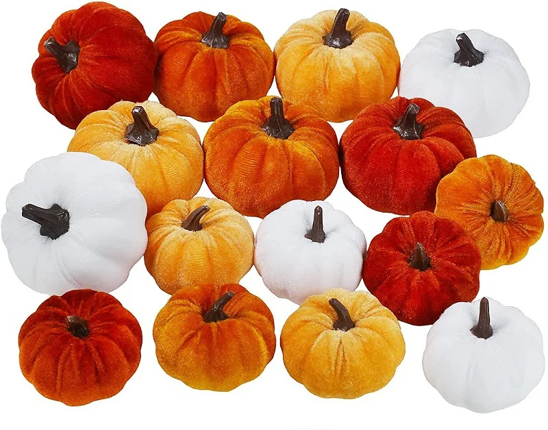

2023 Simulation Flannel Pumpkin Decor Halloween Colorful Cloth Pumpkin Ghost Festival Happy Helloween Party Thanksgiving Day