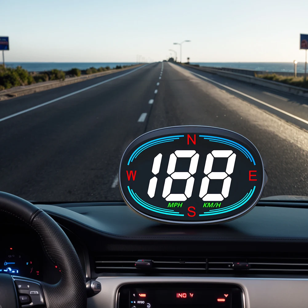 나침반 속도 계량기 속도 실시간 디스플레이, MPH KM/H 속도 게이지, 햇빛가리개 자동차 디지털 속도계, 자동 전자 장치