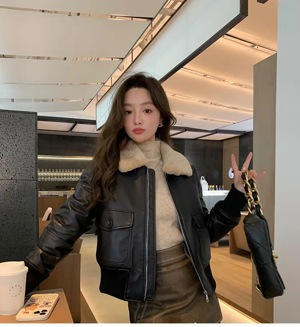 Ledermantel Pelz Leder Jacke Lederjacke Mantel Herren Mit Fell