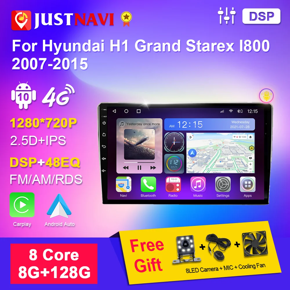 

JUSTNAVI Autoradio For Hyundai H1 Grand Starex I800 2007-2015 2din Car Radio Android Auto Multimedia Video Player Stereo Audio