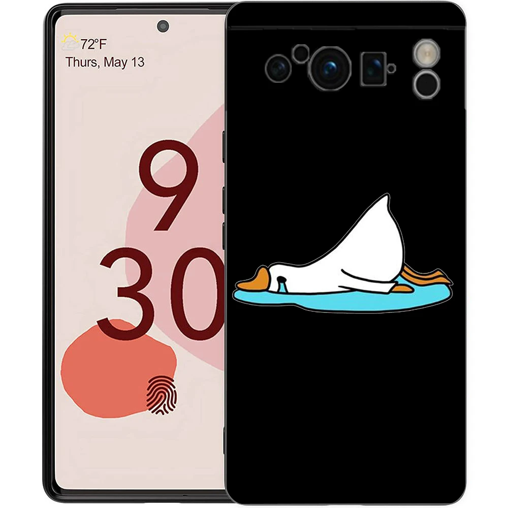 Cute Cartoon Duck Shockproof Black Soft TPU Back Cover Phone Case