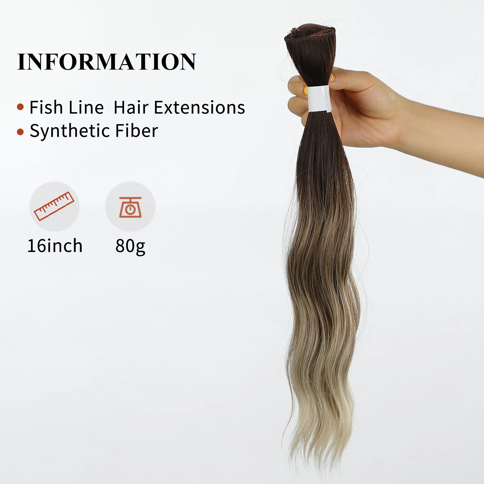 Synthetic Long Wave No Clip Hair Extensions One Piece False Hairpiece Ombre Black Brown Natural Fish Line Hairpiece Women